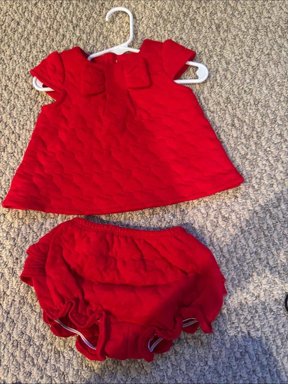 Janie and Jack Red Quilted Dress & Bloomers Set